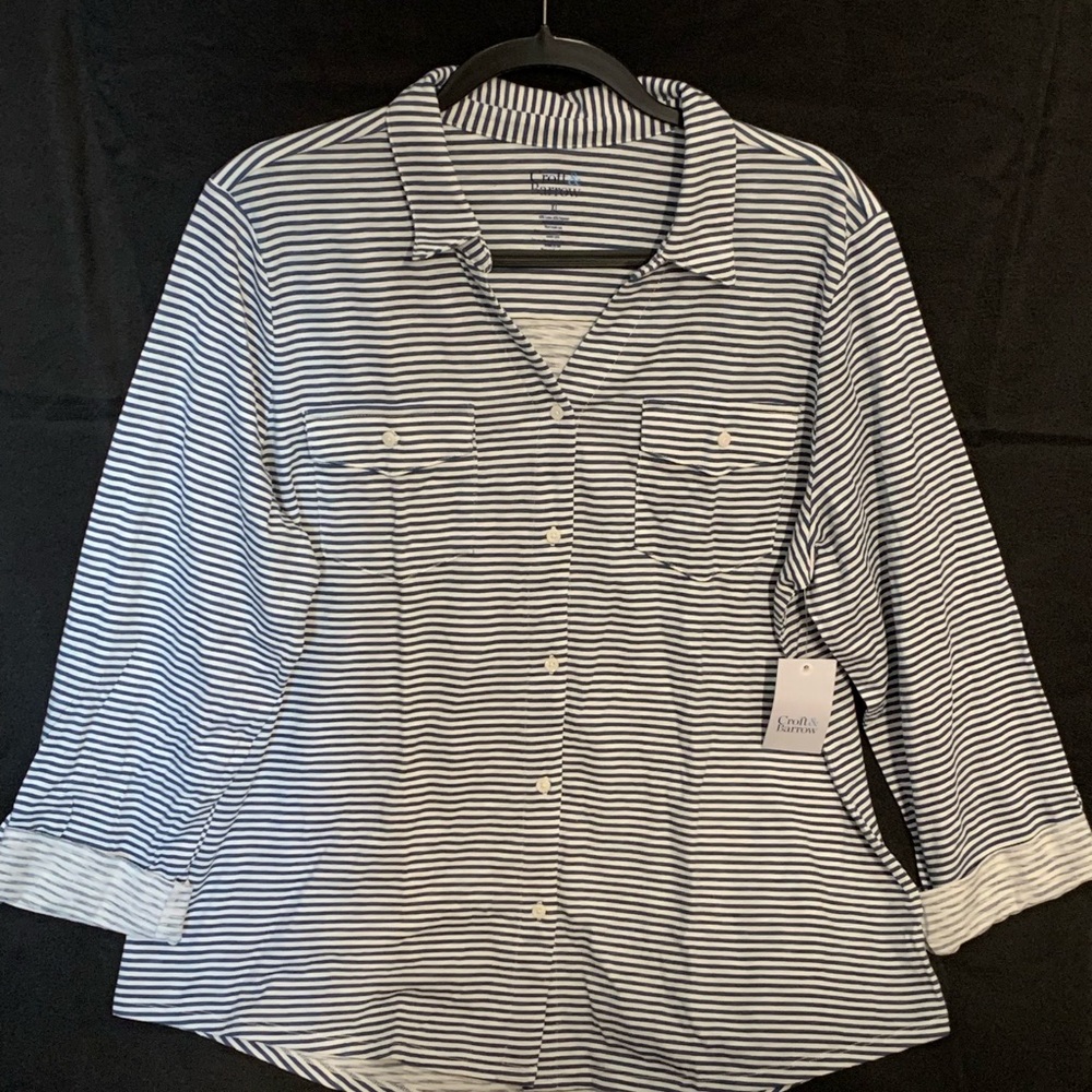 Sonoma Black and White Striped Shirt